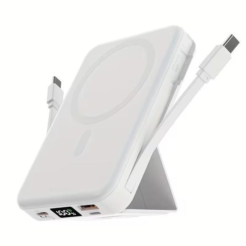 Magnetic Fast Charging Power Bank with Digital Screen, Built-in 2 Charging Cables, USB Portable Mobile Phone Power Bank Can Charge 5 Devices