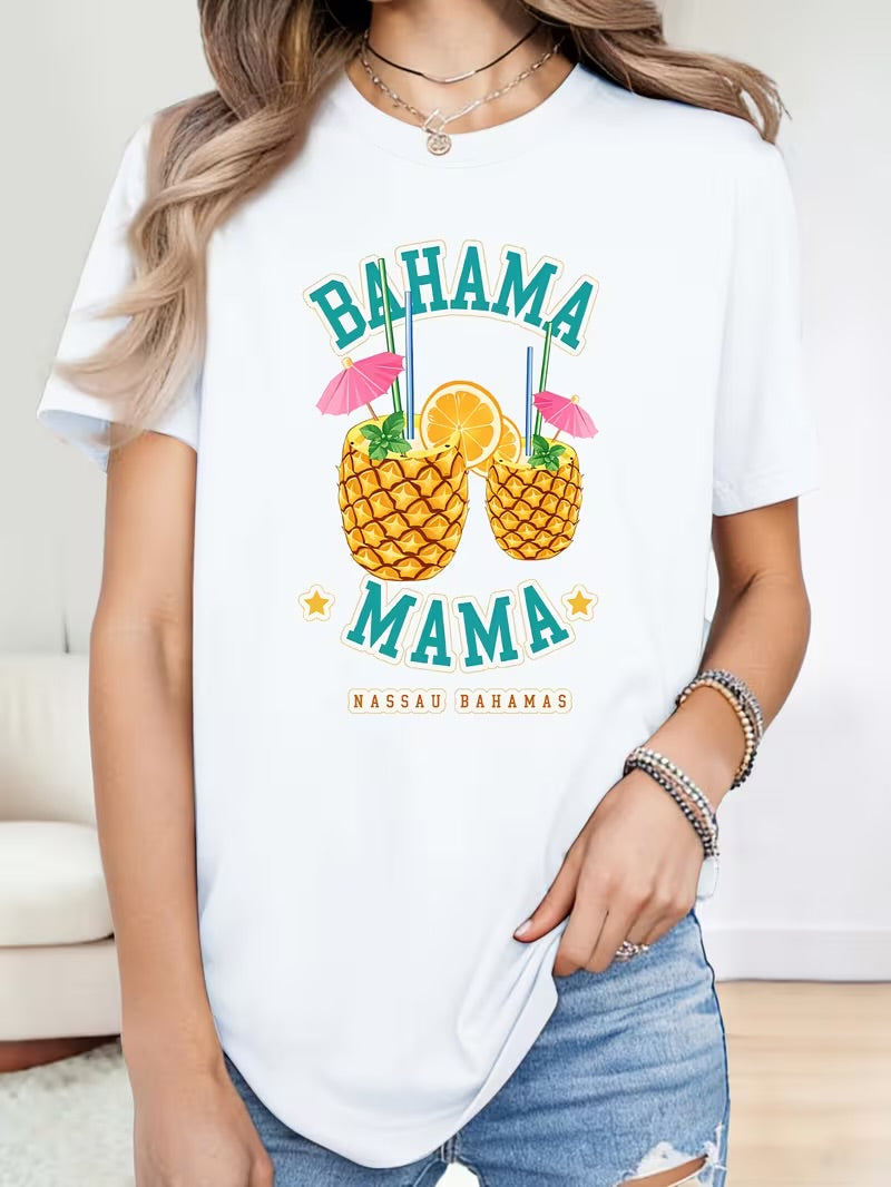 Women's Retro Bahamas Pineapple Print T-Shirt
