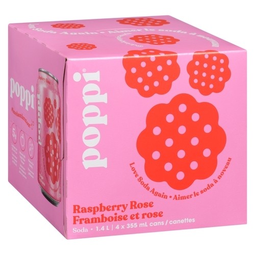 Poppi Prebiotic Soda Raspberry 12 fl. oz., 4 PK