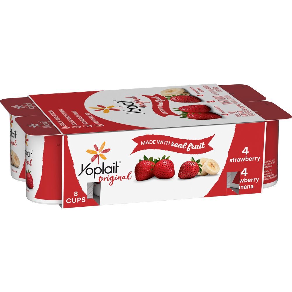 ORIGINAL STRAWBERRY AND STRAWBERRY BANANA VARIETY PACK YOGURTS 6OZ