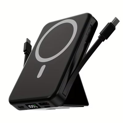Magnetic Fast Charging Power Bank with Digital Screen, Built-in 2 Charging Cables, USB Portable Mobile Phone Power Bank Can Charge 5 Devices