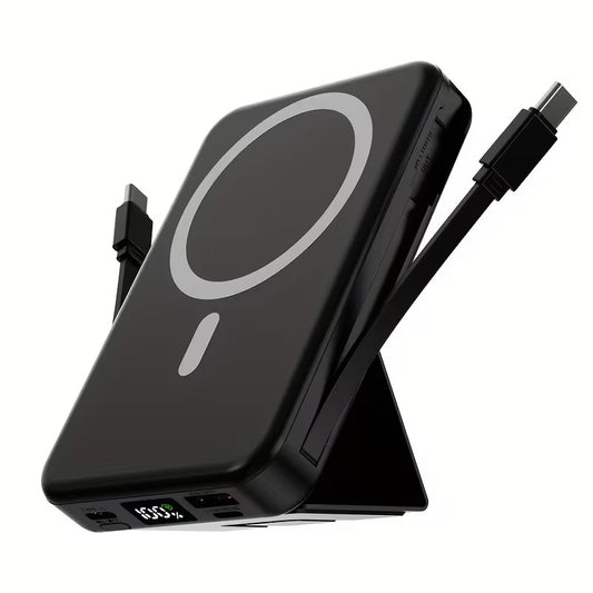 Magnetic Fast Charging Power Bank with Digital Screen, Built-in 2 Charging Cables, USB Portable Mobile Phone Power Bank Can Charge 5 Devices