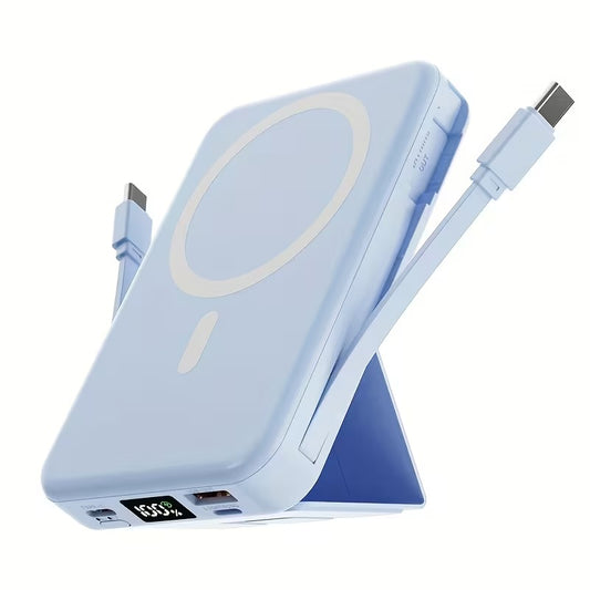 Magnetic Fast Charging Power Bank with Digital Screen, Built-in 2 Charging Cables, USB Portable Mobile Phone Power Bank Can Charge 5 Devices